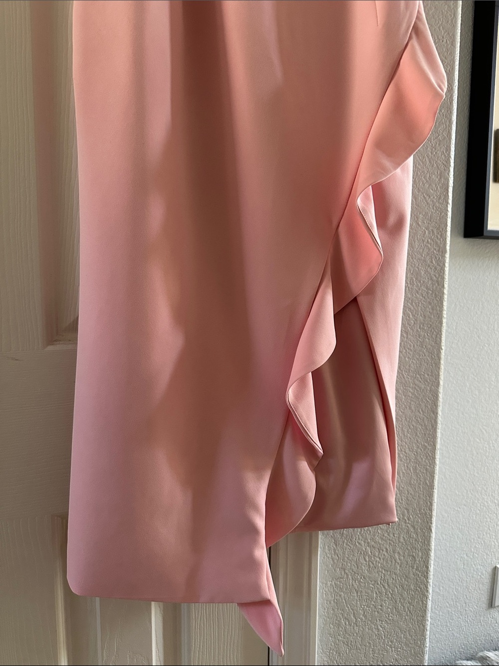 Bardot Blush Asymmetrical Ruffle Pencil Skirt
